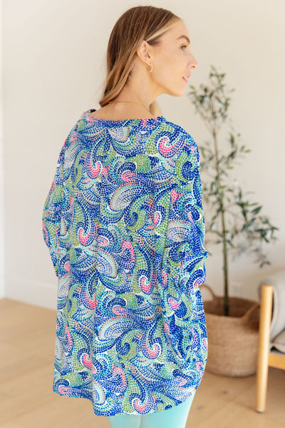 Essential Blouse in Painted Blue Mix - Online Only!