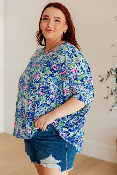 Essential Blouse in Painted Blue Mix - Online Only!