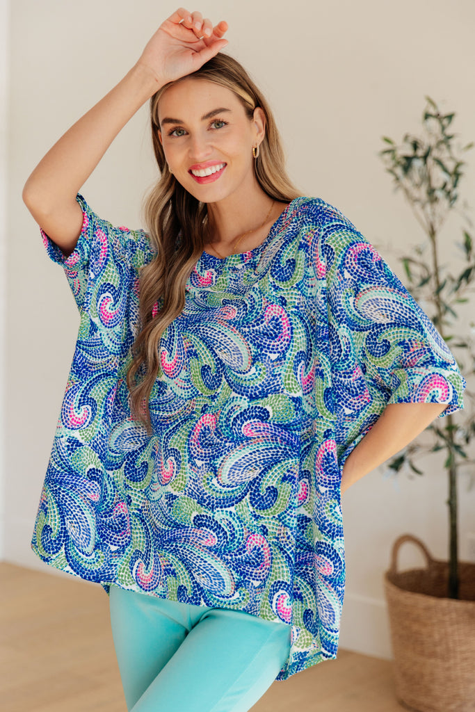 Essential Blouse in Painted Blue Mix - Online Only!