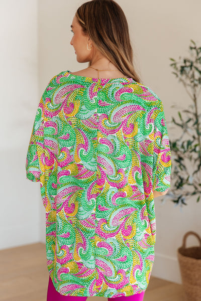 Essential Blouse in Painted Green and Pink - Online Only!