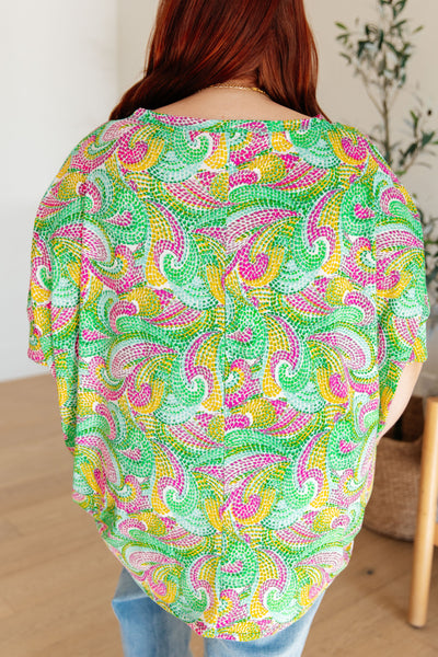 Essential Blouse in Painted Green and Pink - Online Only!