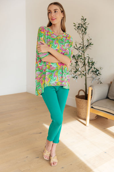 Essential Blouse in Painted Green and Pink - Online Only!