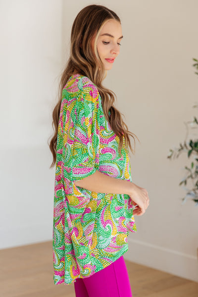 Essential Blouse in Painted Green and Pink - Online Only!