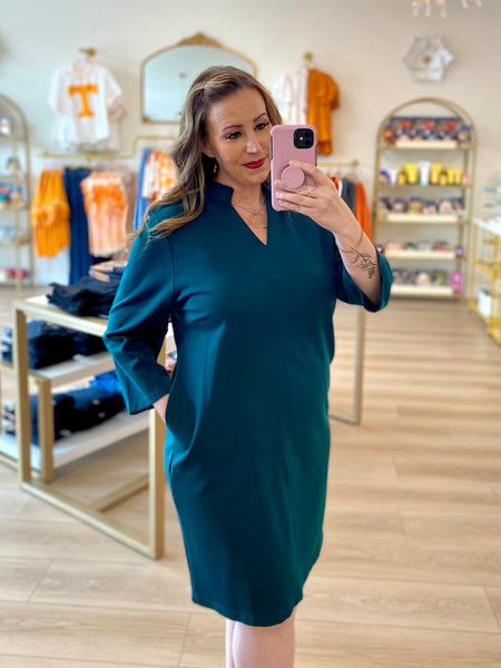 Hunter Green Classic Collared Dress