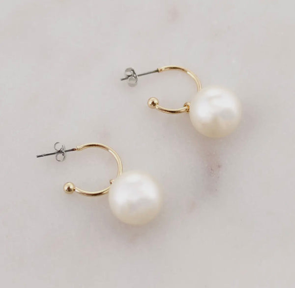 Tennessee Logo Pearl Hoop Earrings