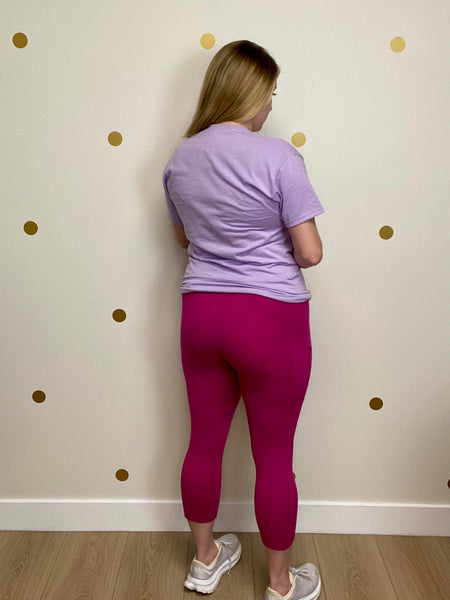 FINAL SALE Pink High Rise Capri Leggings