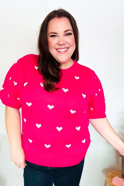 Be Mine Pink & White Heart Oversized Jacquard Sweater - Online Only!