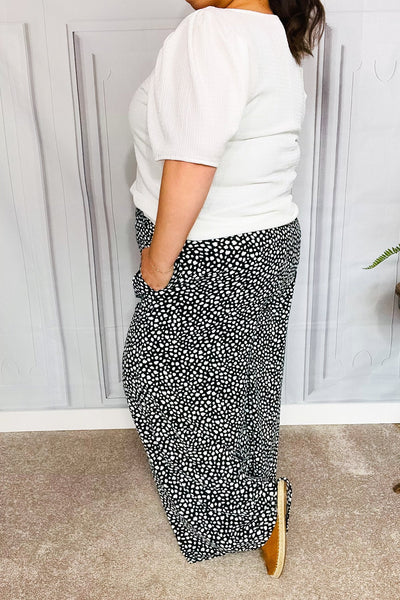 Let's Meet Up Black Animal Print Smocked Waist Palazzo Pants - Online Only!