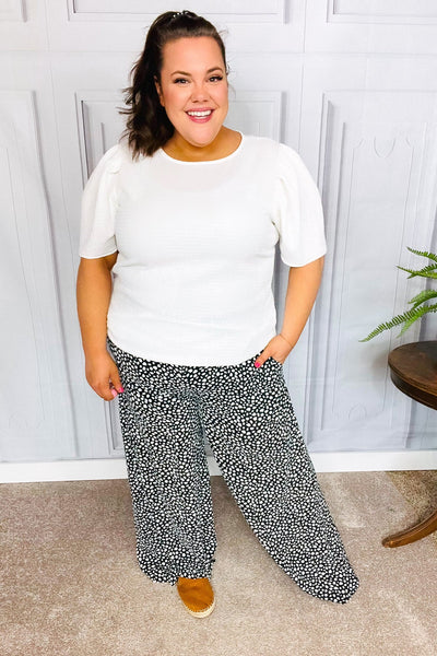 Let's Meet Up Black Animal Print Smocked Waist Palazzo Pants - Online Only!