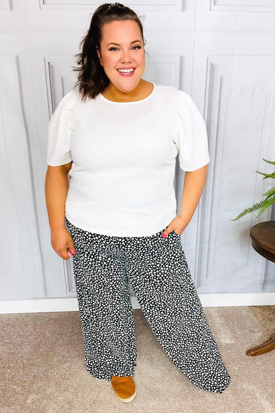 Let's Meet Up Black Animal Print Smocked Waist Palazzo Pants - Online Only!