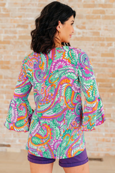 Lavender Mint Paisley Bell Sleeve Top - Online Only!