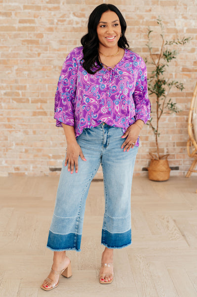 Lavender Paisley Bell Sleeve Top - Online Only!