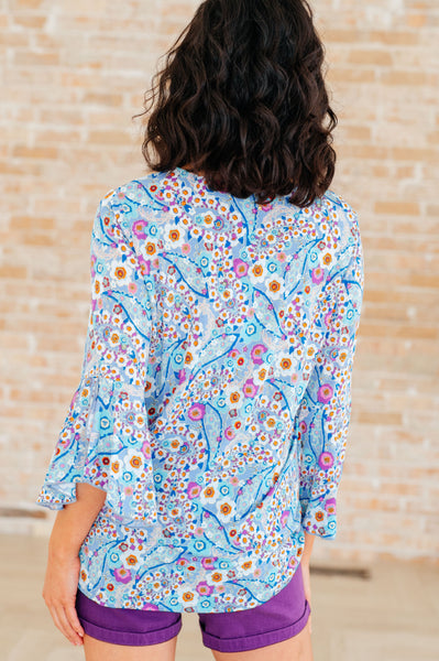 Retro Ditsy Floral Bell Sleeve Top - Online Only!