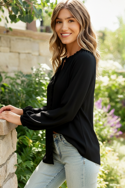 Effortlessly Edgy Button Down Blouse - Online Only!
