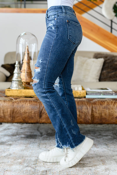 Judy Blue High Contrast Slim Bootcut Destroyed Jeans - Online Only!