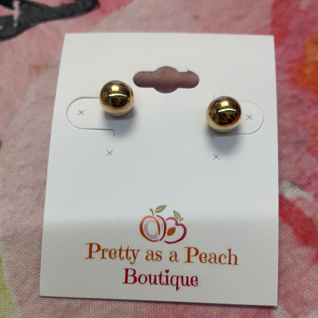 Gold Round Stud Earrings