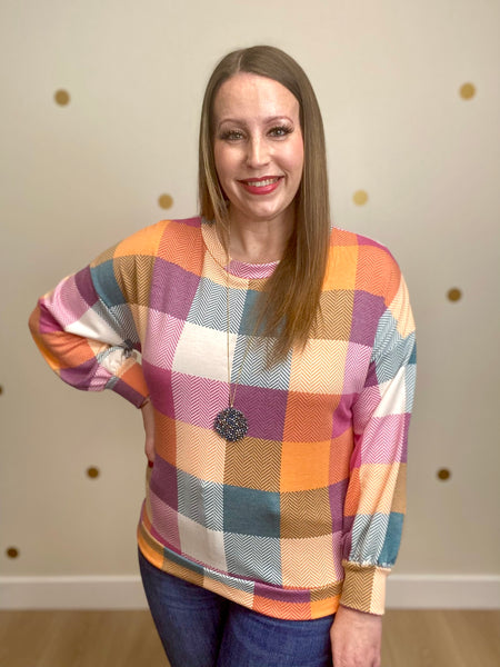 Berry Multi Plaid Top