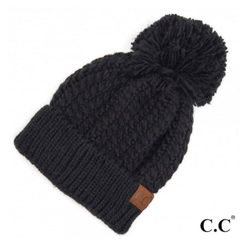 FINAL SALE CC Black Cable Knit Beanie