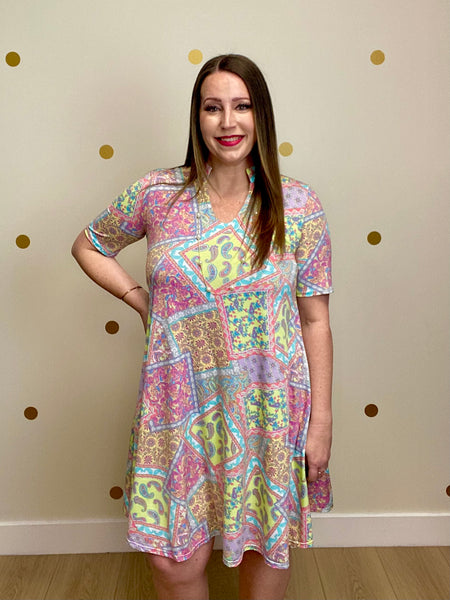 FINAL SALE Multi Patchwork Pocket Dress