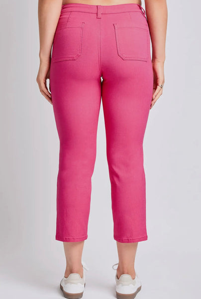 FINAL SALE Pink Hyperstretch High Rise Crop Pant
