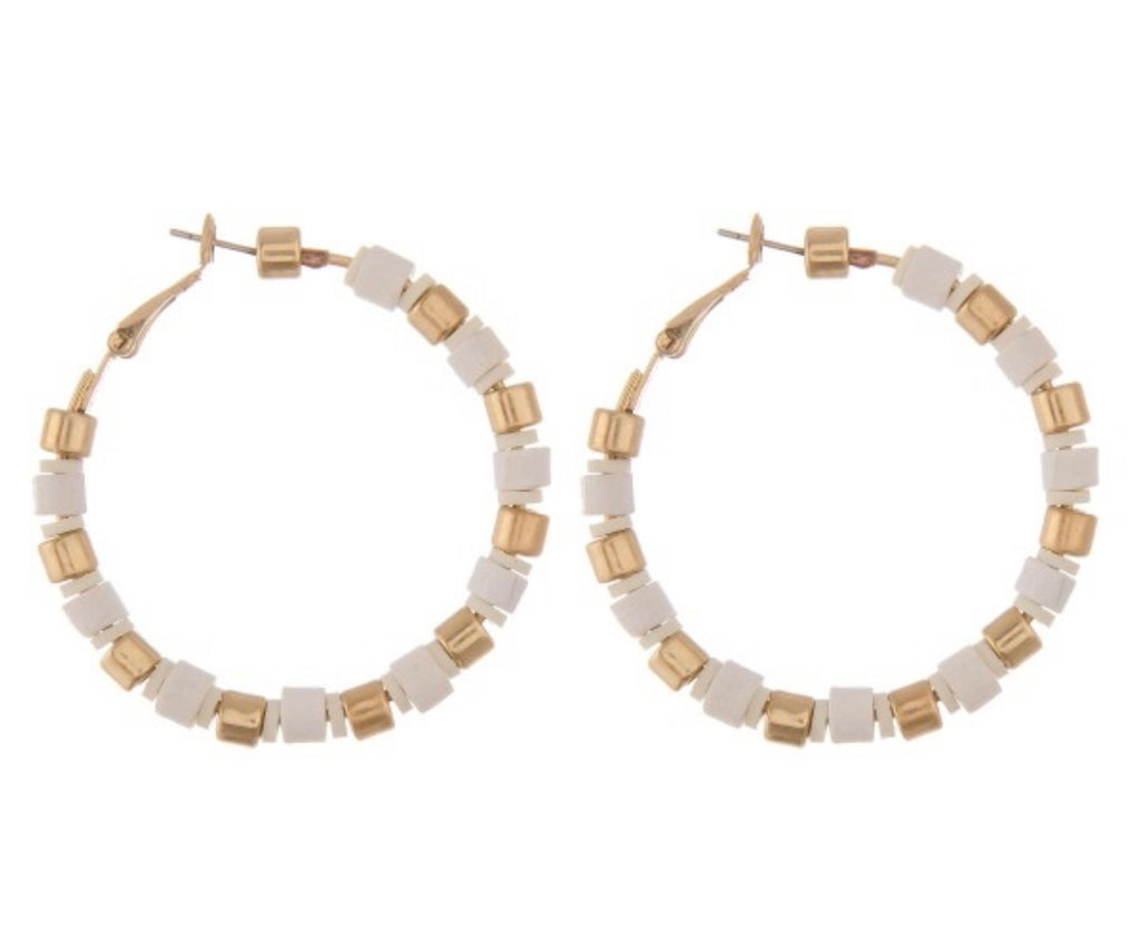 Gold & Ivory Hoop Earrings