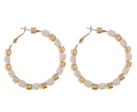 Gold & Ivory Hoop Earrings