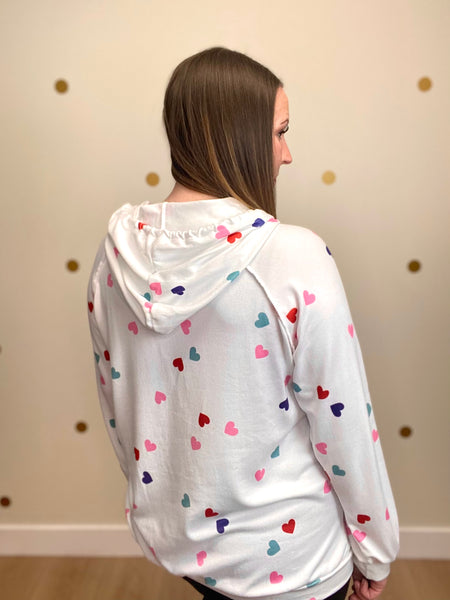 Ivory Multicolor Heart Hoodie