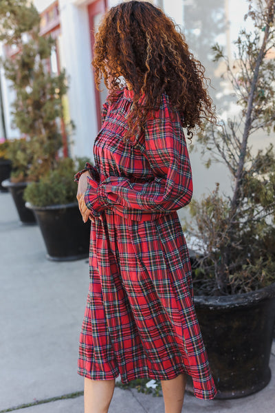 All I Want Red Plaid Check Woven Pocketed Dress - Online Only!