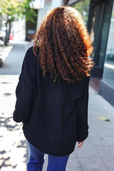 Black Embroidered "Spooky" Chunky Sweater - Online Only!