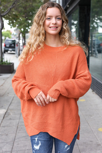 Autumn Vibes Pumpkin Asymmetrical Knit Sweater - Online Only!