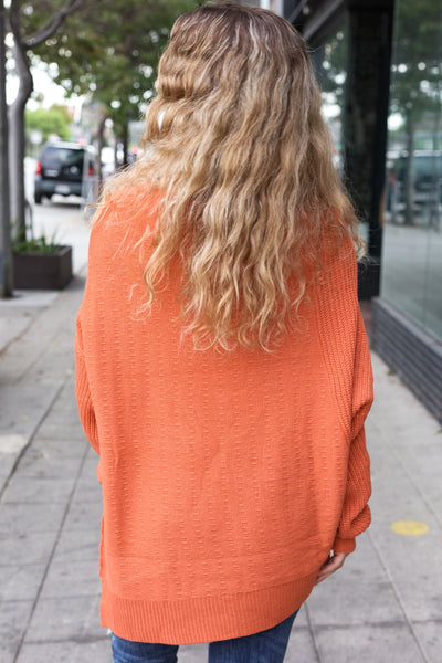 Autumn Vibes Pumpkin Asymmetrical Knit Sweater - Online Only!