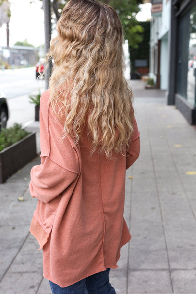 Rust Stripe Color Block French Terry Hoodie - Online Only!