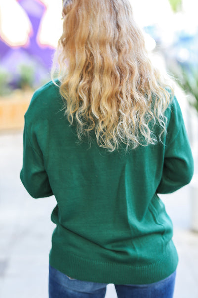 Be Merry Hunter Green Pop Up Lurex Sweater - Online Only!