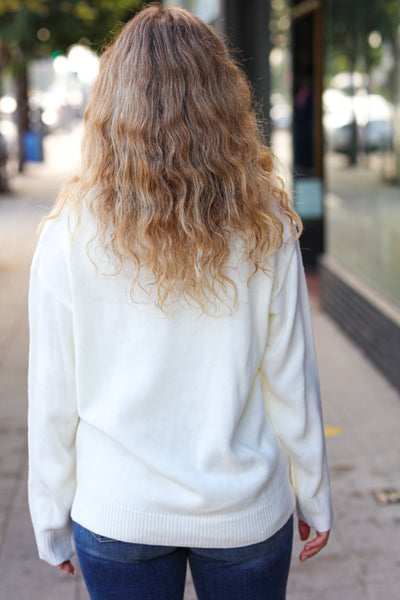 More the Merrier White Pop Up Lurex Sweater - Online Only!