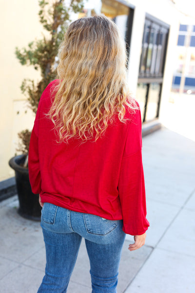More The Merrier Red Sequin Christmas Tree Hacci Top - Online Only!