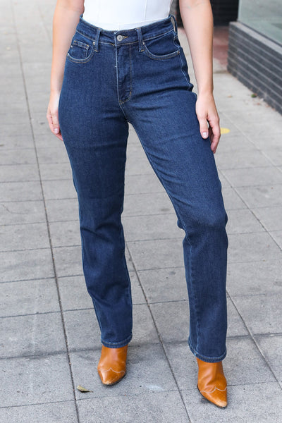 Judy Blue Dark Wash High Waisted Straight Fit Jeans - Online Only!