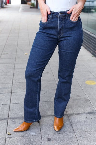 Judy Blue Dark Wash High Waisted Straight Fit Jeans - Online Only!