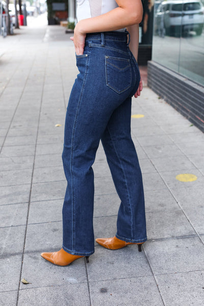 Judy Blue Dark Wash High Waisted Straight Fit Jeans - Online Only!