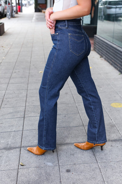Judy Blue Dark Wash High Waisted Straight Fit Jeans - Online Only!