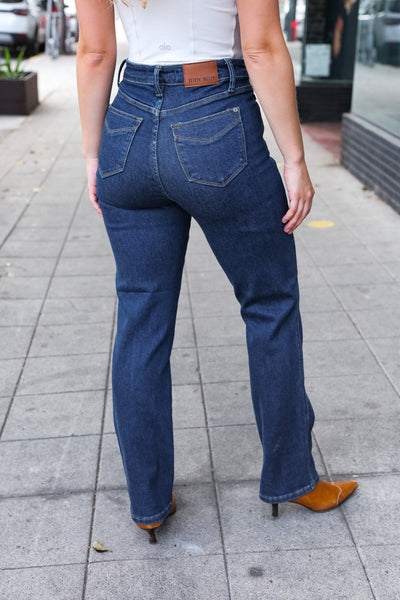Judy Blue Dark Wash High Waisted Straight Fit Jeans - Online Only!