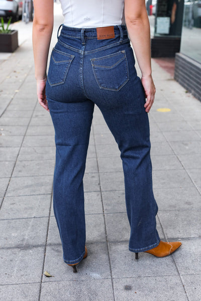 Judy Blue Dark Wash High Waisted Straight Fit Jeans - Online Only!