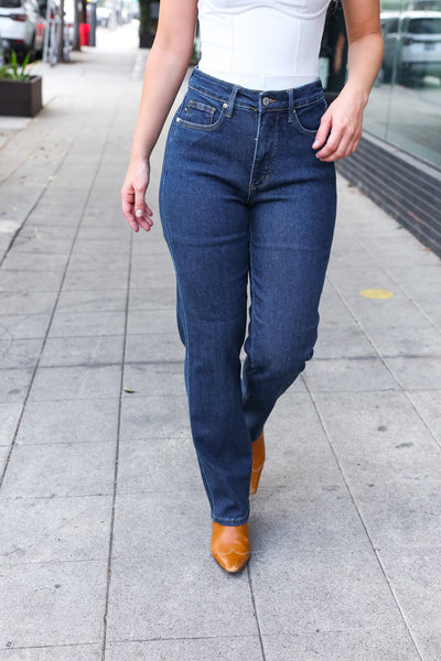 Judy Blue Dark Wash High Waisted Straight Fit Jeans - Online Only!