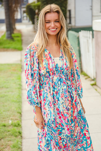 Star Struck Vintage Floral Midi Dress with Side Pockets - Online Only!