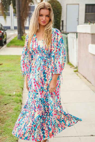 Star Struck Vintage Floral Midi Dress with Side Pockets - Online Only!