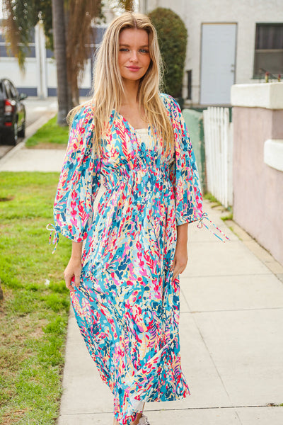 Star Struck Vintage Floral Midi Dress with Side Pockets - Online Only!