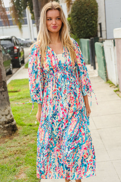 Star Struck Vintage Floral Midi Dress with Side Pockets - Online Only!