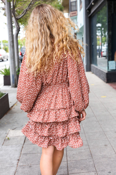 Terracotta Leopard Print Ruffle Tiered Dress - Online Only!
