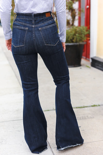 Judy Blue Dark Wash Raw Hem Jeans - Online Only!