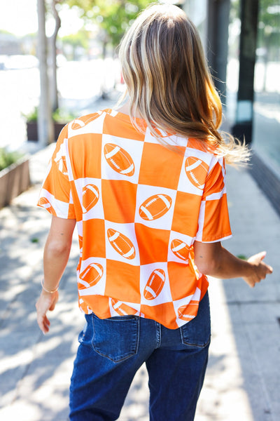 Turn Up The Volume Orange Football Checker Top - Online Only!