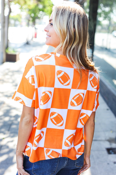Turn Up The Volume Orange Football Checker Top - Online Only!